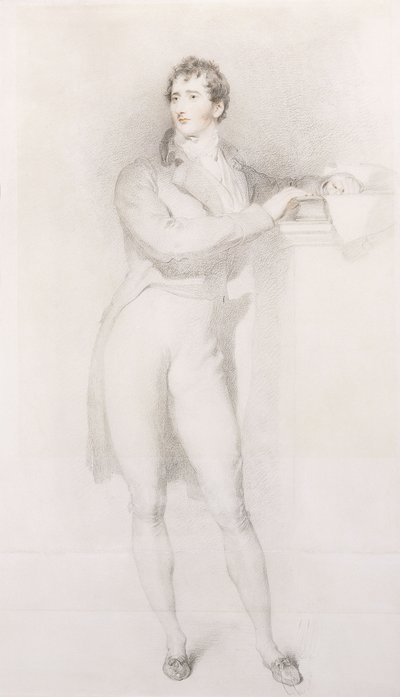 Retrato de Sir Francis Burdett, Bart, pequeño de cuerpo entero, de pie junto a una chimenea, c.1796 de Thomas Lawrence