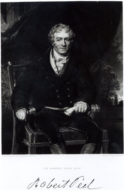 Retrato de Sir Robert Peel (1788-1850), grabado por H. Robinson de Thomas Lawrence