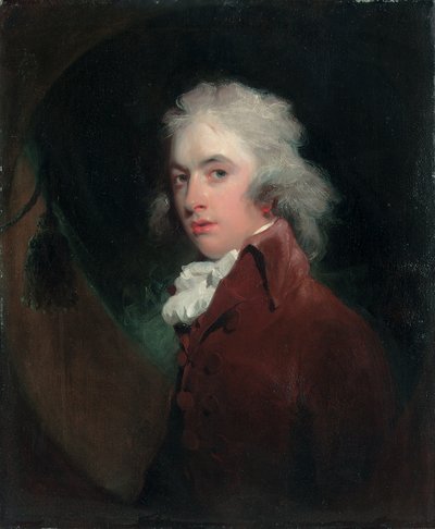 Retrato del Hon. Peniston Lamb, medio cuerpo, con un abrigo de terciopelo y una corbata blanca, óvalo fingido de Thomas Lawrence