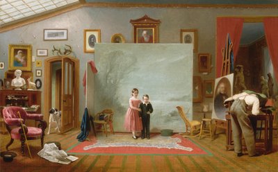 Interior con retratos, ca. 1865 de Thomas Le Clear