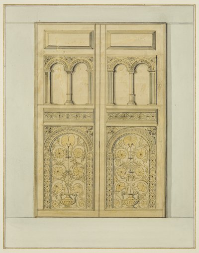 Puerta interior tallada de la entrada de la torre, Iglesia de St John