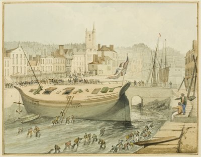 Limpiando el Puerto Flotante, 1828 de Thomas Leeson the Elder Rowbotham