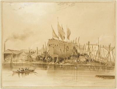 Muelle de Wapping Oriental, lanzamiento del "Avon", 1826 de Thomas Leeson the Elder Rowbotham