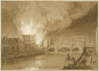 Incendio en la antigua casa de azúcar, Tucker Street de Thomas Leeson the Elder Rowbotham