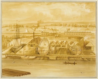 Nuevo muelle de Hilhouse visto desde Mardyke de Thomas Leeson the Elder Rowbotham