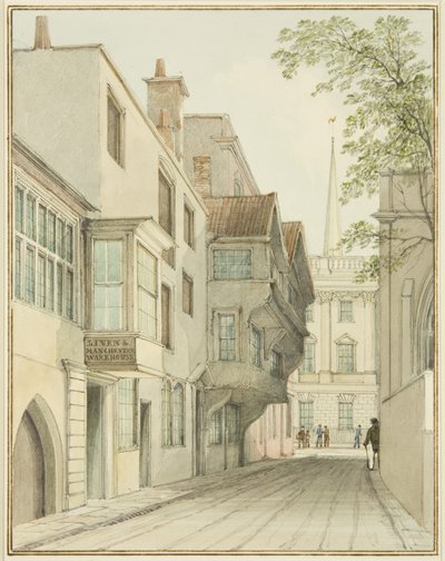 Mirando hacia arriba en Small Street hacia el Exchange de Thomas Leeson the Elder Rowbotham