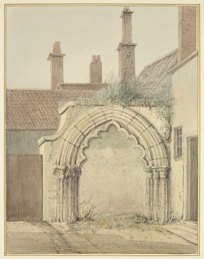 Antigua puerta de la Casa Prebendal desde los claustros de la Catedral de Bristol de Thomas Leeson the Elder Rowbotham