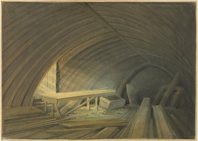Techo de roble antiguo de la Iglesia de St Lawrence, en Bell Lane de Thomas Leeson the Elder Rowbotham