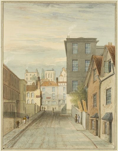 Parte de Magdalen (Lower Maudlin) Lane mostrando el Infirmary de Thomas Leeson the Elder Rowbotham