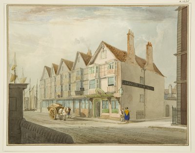 Lado sur de King Street con Llandoger Trow de Thomas Leeson the Elder Rowbotham