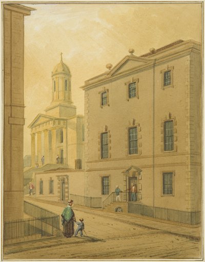 Capilla de St George, mostrando Great George Street, desde la esquina de Park Street de Thomas Leeson the Elder Rowbotham