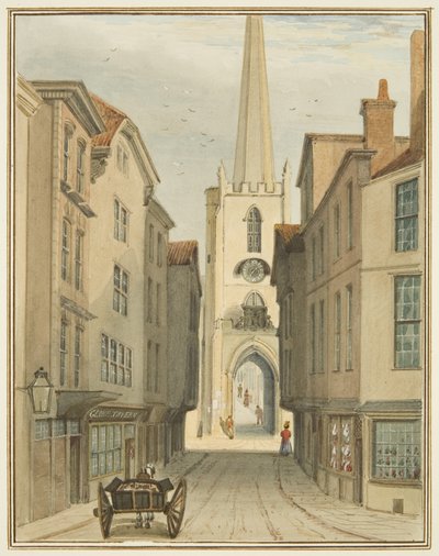Torre de St John y parte de Christmas Street de Thomas Leeson the Elder Rowbotham