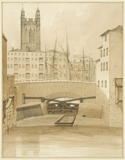 Puente de Piedra mostrando compuertas de Thomas Leeson the Elder Rowbotham
