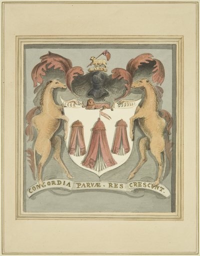 Escudo de los sastres en las casas de beneficencia de los sastres mercantes de Thomas Leeson the Elder Rowbotham
