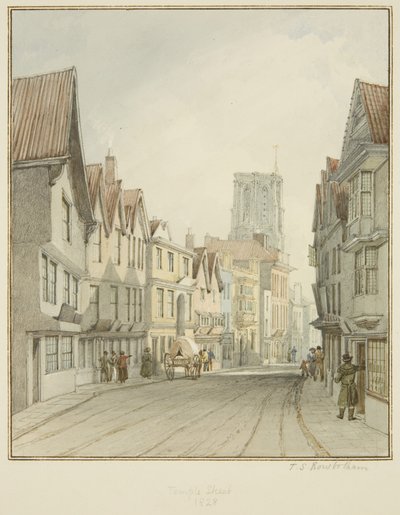 Temple Street, mostrando la torre de la Iglesia del Templo de Thomas Leeson the Elder Rowbotham