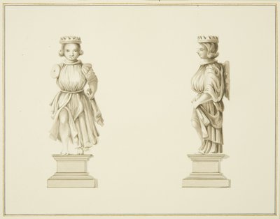 Dos Vistas de una Figura Tallada en Madera en la Sala de la Sacristía de la Iglesia de St John de Thomas Leeson the Elder Rowbotham
