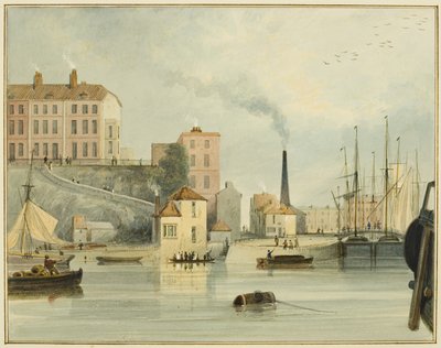 Extremo oeste de Redcliffe Parade, mostrando las puertas de entrada a la cuenca de Bathurst de Thomas Leeson the Elder Rowbotham