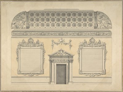 Diseño para sección de una habitación rococó, con un techo abovedado y ornamentado corintio de Thomas Lightoler.