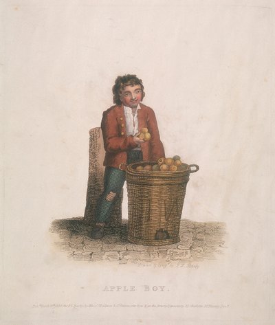 Vendedor de manzanas con una gran cesta de frutas, 1820 de Thomas Lord Busby