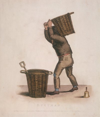 Basurero llevando una cesta de desechos en su espalda, 1820 de Thomas Lord Busby