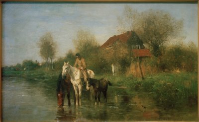 Caballos en el agua de Thomas Ludwig Herbst