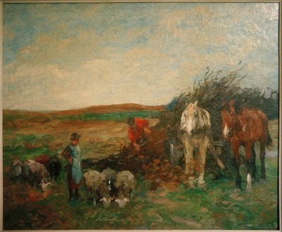 Carro de leña y ovejas de Thomas Ludwig Herbst