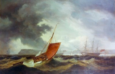 Un arrastrero de Brixham entrando en Torbay, principios del siglo XIX (pintura al óleo) de Thomas Luny