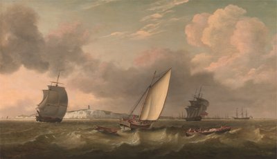 Un paquebote a vela con brisa frente a South Foreland de Thomas Luny