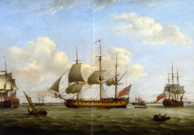 HMS Maria Anna-Earl de Chatham- Aquiles-Thomas Luny de Thomas Luny