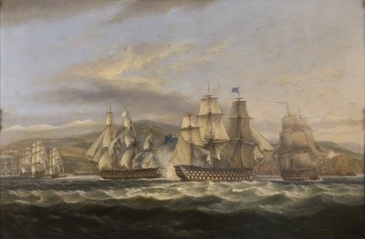 M.S. Caledonia y H.M.S. Boyne persiguiendo la flota francesa hacia Toulon de Thomas Luny