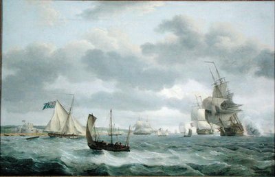 Buques de guerra y otros barcos en una brisa frente a Dover de Thomas Luny