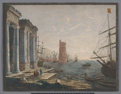 Vista de un puerto con barcos y barcos en el agua de Thomas Major