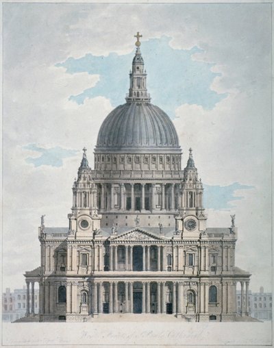Fachada oeste de la Catedral de San Pablo, Ciudad de Londres, 1780 de Thomas Malton II