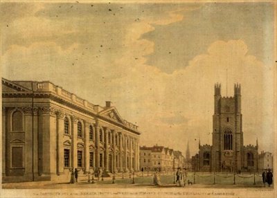 La Fachada Sur de la Casa del Senado, y el Extremo Oeste de la Iglesia de Santa María, Cambridge de Thomas Malton Jnr.