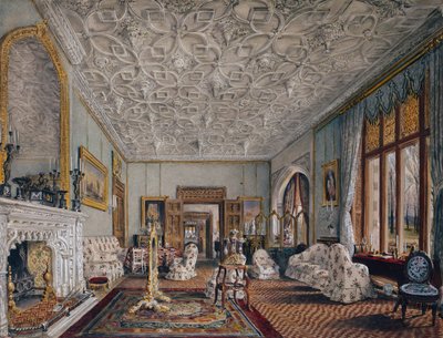 Sala de estar en estilo gótico, c.1850 de Thomas Mann Baynes