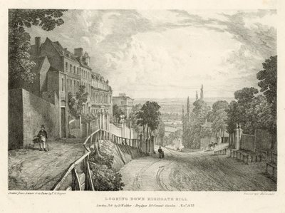 Mirando hacia abajo Highgate Hill, Londres de Thomas Mann Baynes