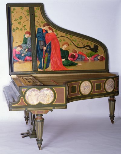 Piano de cola de concierto de Sebastien Erard, c.1850 (madera pintada, teclas de ébano y marfil) de Thomas Matthews Rooke