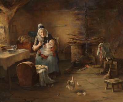 Interior de una cabaña campesina (óleo sobre lienzo) de Thomas McEwan