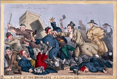 Un golpe a los Charleys o una travesura de Tom y Jerry, vide Nueva Ley de Policía, 1829 de Thomas McLean