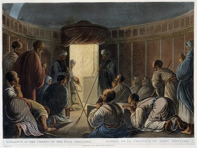 Entrada a la Capilla del Santo Sepulcro. En "Vistas en Egipto" de Thomas Milton