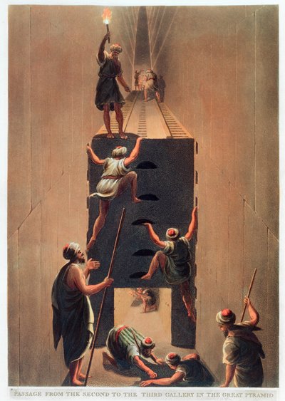 Pasaje de la Segunda a la Tercera Galería en la Gran Pirámide, Giza, Egipto, 1802 de Thomas Milton