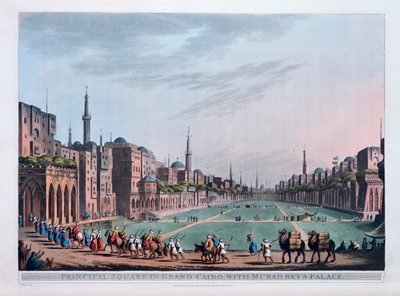 Plaza principal en El Cairo, con el palacio de Murad Bey, 1801 de Thomas Milton