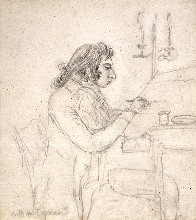 J. M. W. Turner At A Drawing Table; Verso: Mrs. Monro Asleep (lápiz sobre papel verjurado blanco hueso) de Thomas Monro