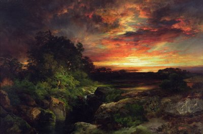 Una puesta de sol en Arizona, cerca del Gran Cañón de Thomas Moran