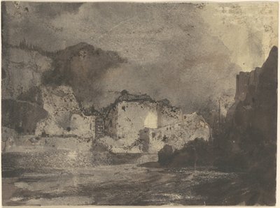 Edificios a la luz de la luna de Thomas Moran