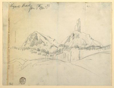 Dibujo, Cabeza de Lagarto, Colorado de Thomas Moran