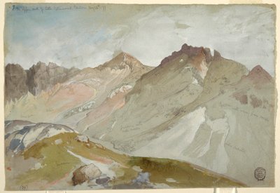 Dibujo, The Upper End of Little Cottonwood Canyon, Wasatch Range, cerca de Ogden, Utah, 13 de agosto de 1879. de Thomas Moran