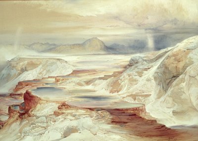 Aguas Termales del Río Gardiner, Yellowstone, 1872 de Thomas Moran