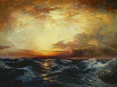 Atardecer en el Pacífico, 1907 de Thomas Moran