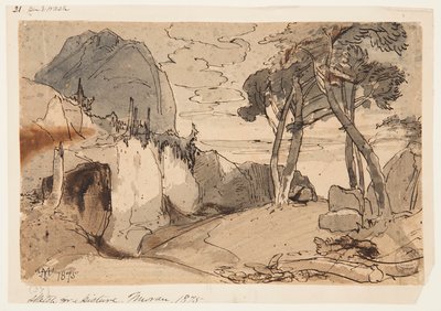 Camino en un paisaje montañoso de Thomas Moran